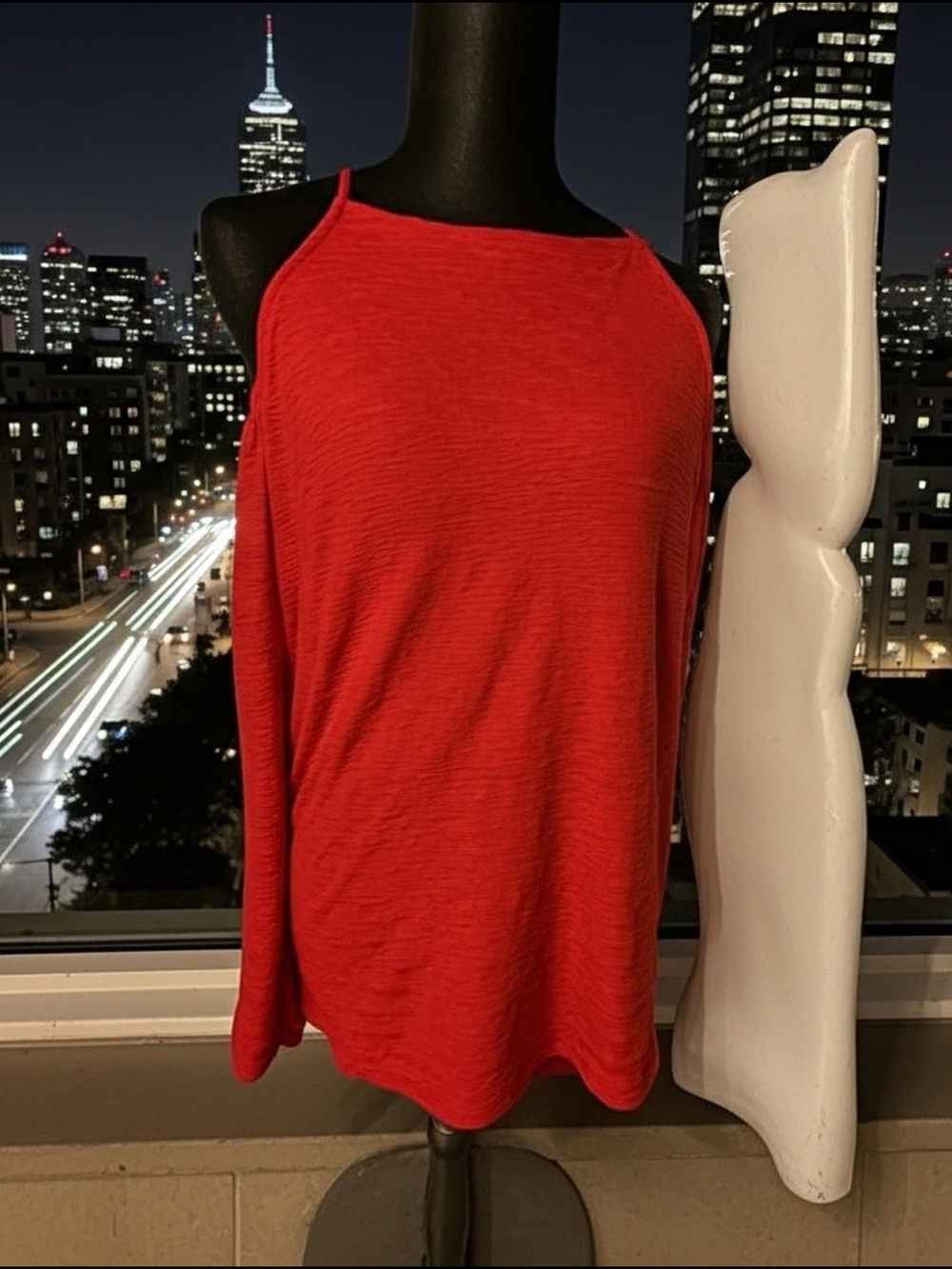 Red Women's Cold-Shoulder Tank Top Sz S (018)